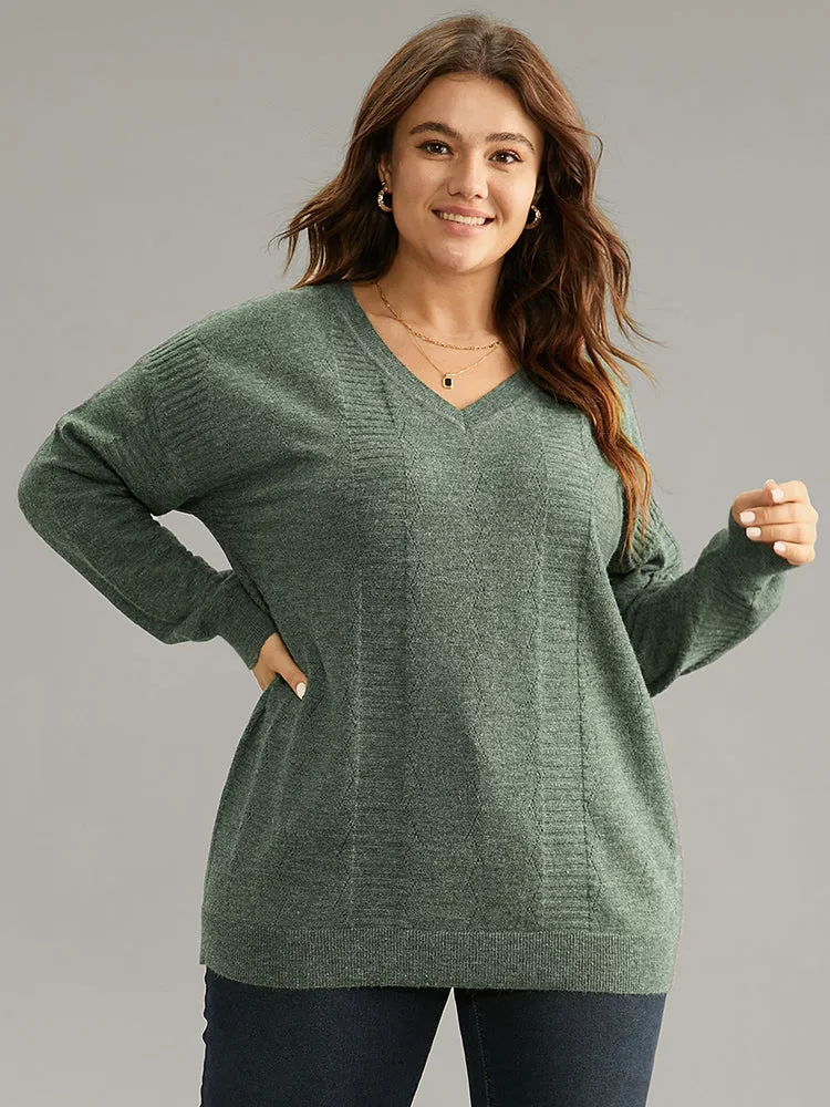 Supersoft Essentials Plain Texture V Neck Pullover sold by Bloomchic