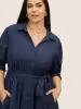 Shirt Collar Shirred Button Up Dress sold by Bloomchic