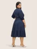 Shirt Collar Shirred Button Up Dress sold by Bloomchic