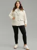 Patchwork Jacquard Fuzzy Trim Hooded Coat sold by Bloomchic