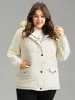 Patchwork Jacquard Fuzzy Trim Hooded Coat sold by Bloomchic