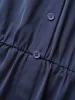 Shirt Collar Shirred Button Up Dress sold by Bloomchic