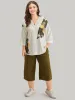 Brush Print Contrast Button Through Woven Top sold by Bloomchic