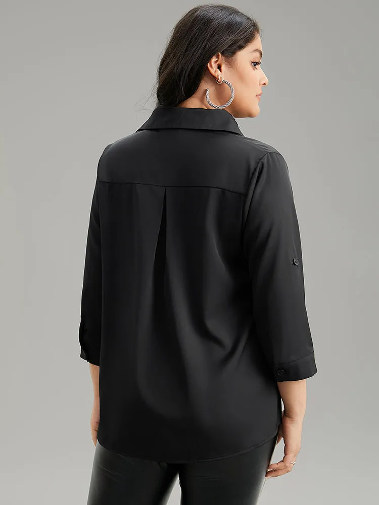 Rhinestone Button Up Tab Sleeve Blouse sold by Bloomchic product image thumbnail 2