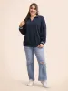 Polo Neck Contrast Trim Drop Shoulder Sweatshirt sold by Bloomchic