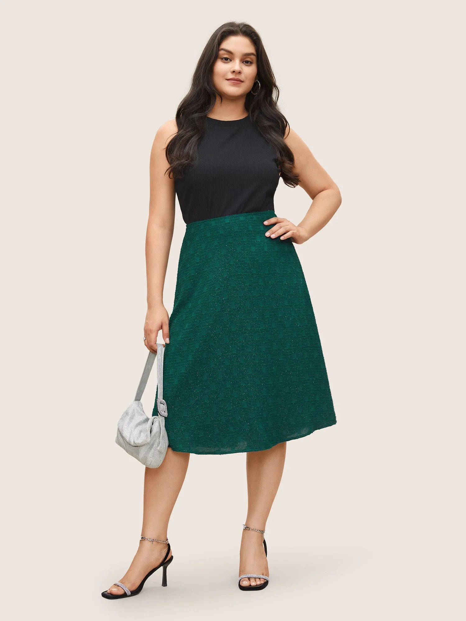 Geometric Textured Glitter Split Hem Skirt sold by Bloomchic product image thumbnail 2