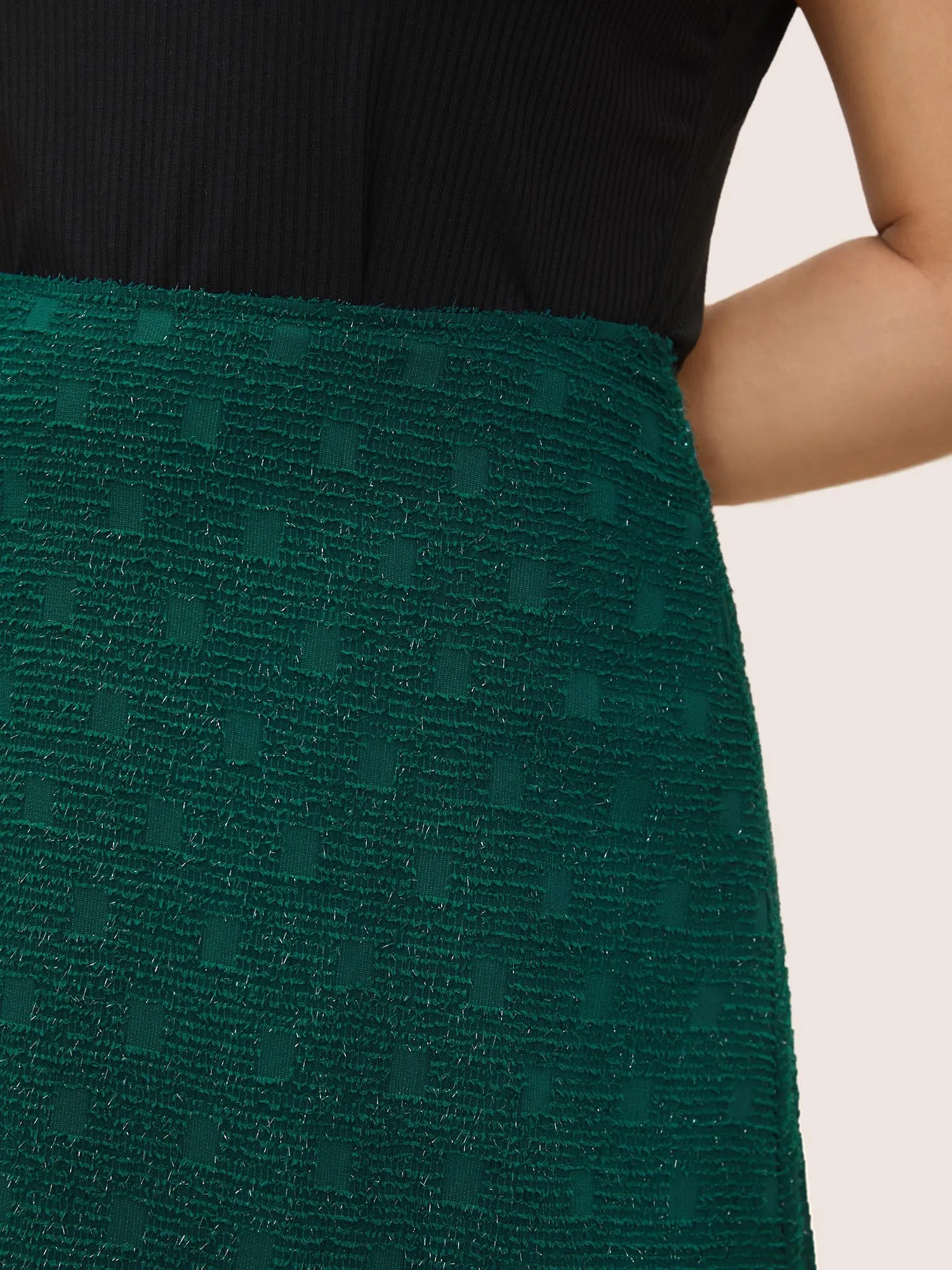 Geometric Textured Glitter Split Hem Skirt sold by Bloomchic product image thumbnail 4