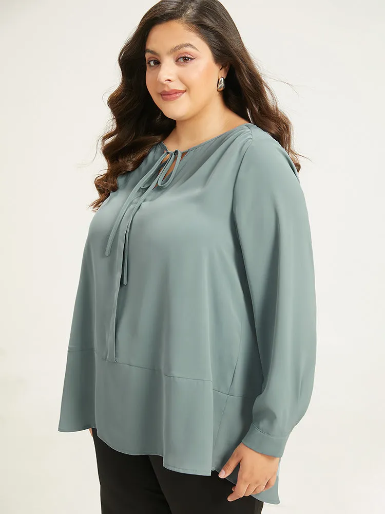 Solid Tie Neck Gathered Blouse sold by Bloomchic product image thumbnail 5