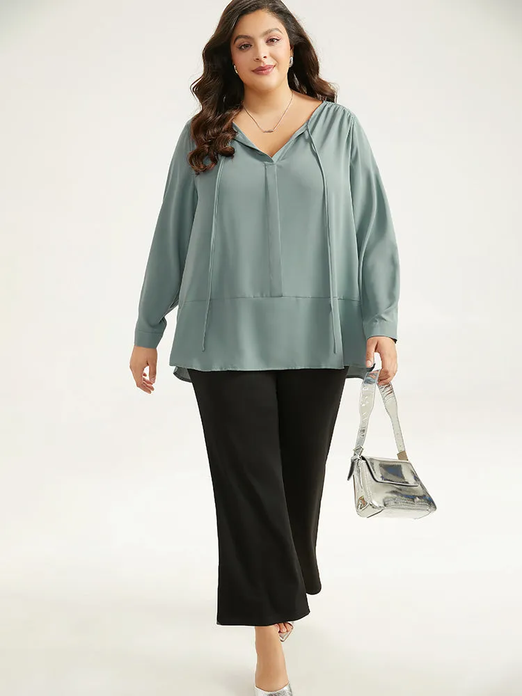 Solid Tie Neck Gathered Blouse sold by Bloomchic product image thumbnail 4