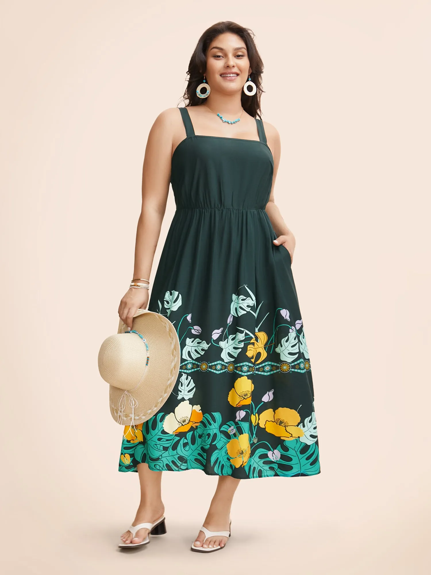 Boho Print Elastic Waist Cami Dress sold by Bloomchic product image thumbnail 2