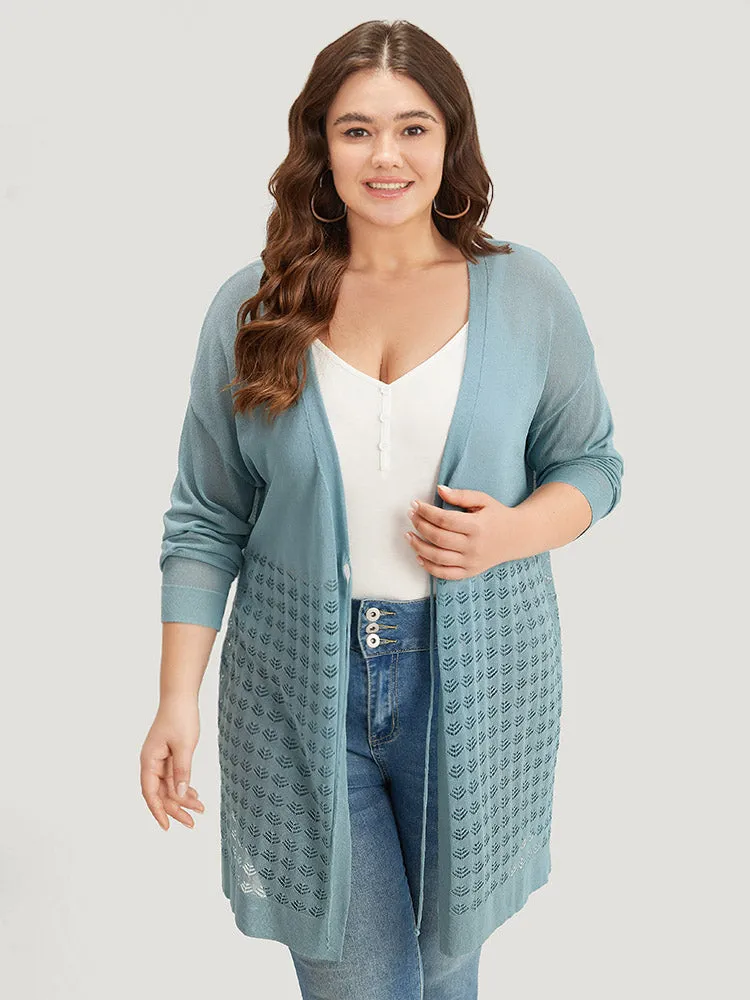 Solid Ties Front Geo Eyelet Cardigan sold by Bloomchic product image thumbnail 3