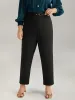 Plain Pocket Buckle Detail Elastic Waist Pants sold by Bloomchic