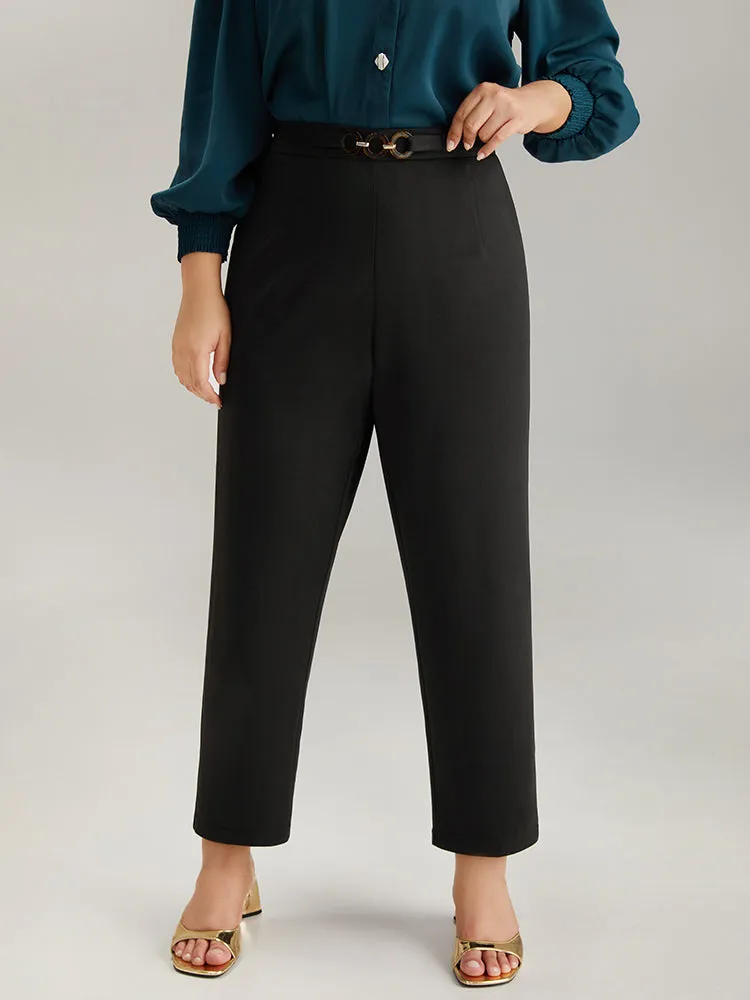 Plain Pocket Buckle Detail Elastic Waist Pants sold by Bloomchic product image thumbnail 2