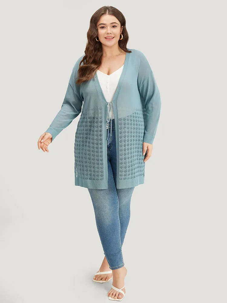 Solid Ties Front Geo Eyelet Cardigan sold by Bloomchic product image thumbnail 4