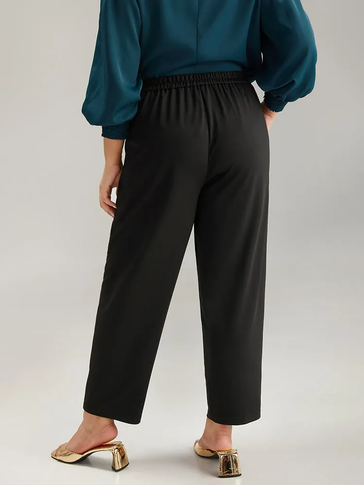Plain Pocket Buckle Detail Elastic Waist Pants sold by Bloomchic product image thumbnail 5