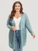 Solid Ties Front Geo Eyelet Cardigan sold by Bloomchic