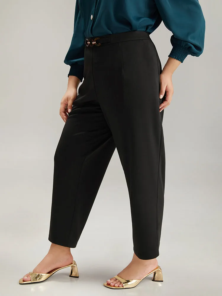 Plain Pocket Buckle Detail Elastic Waist Pants sold by Bloomchic product image thumbnail 3