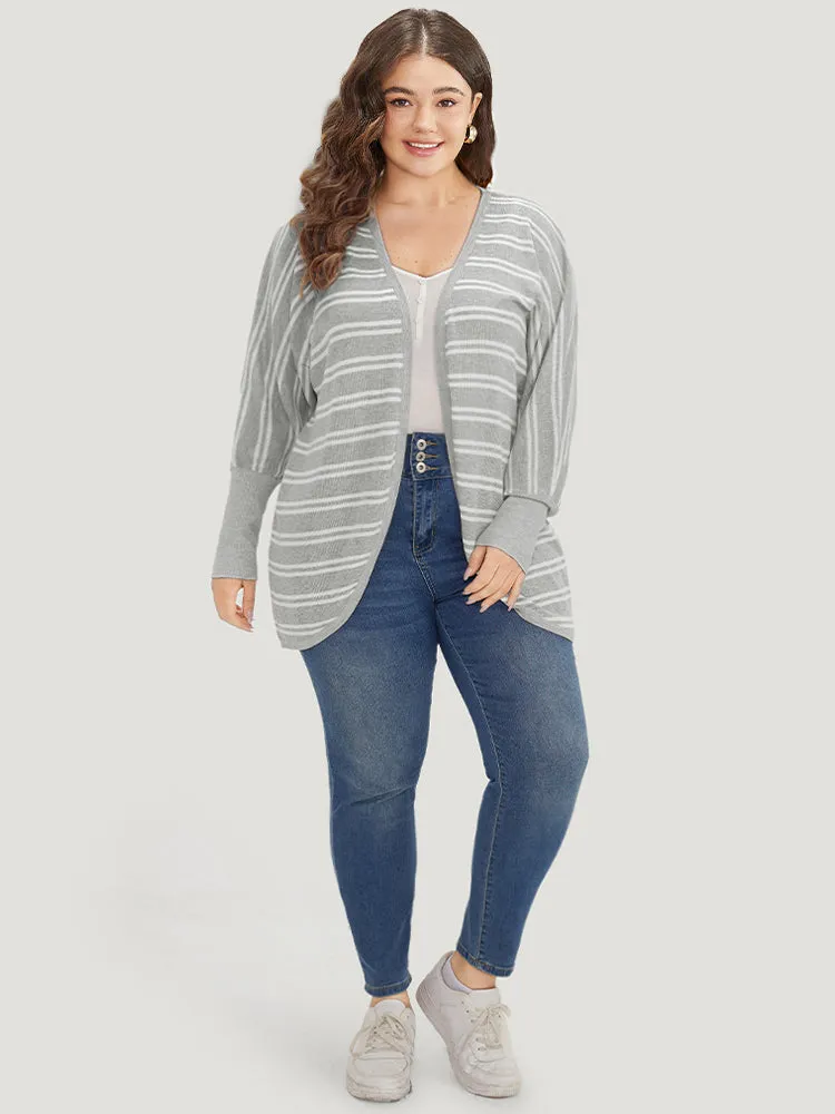 Striped Elastic Cuffs Arc Hem Cardigan sold by Bloomchic product image thumbnail 4