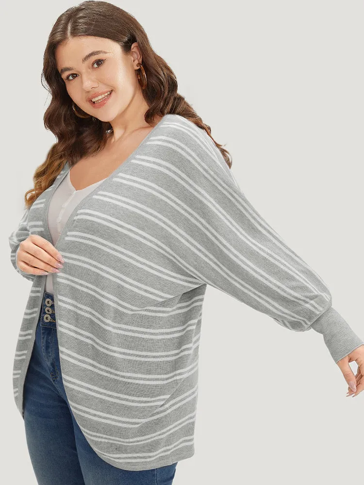 Striped Elastic Cuffs Arc Hem Cardigan sold by Bloomchic product image thumbnail 5