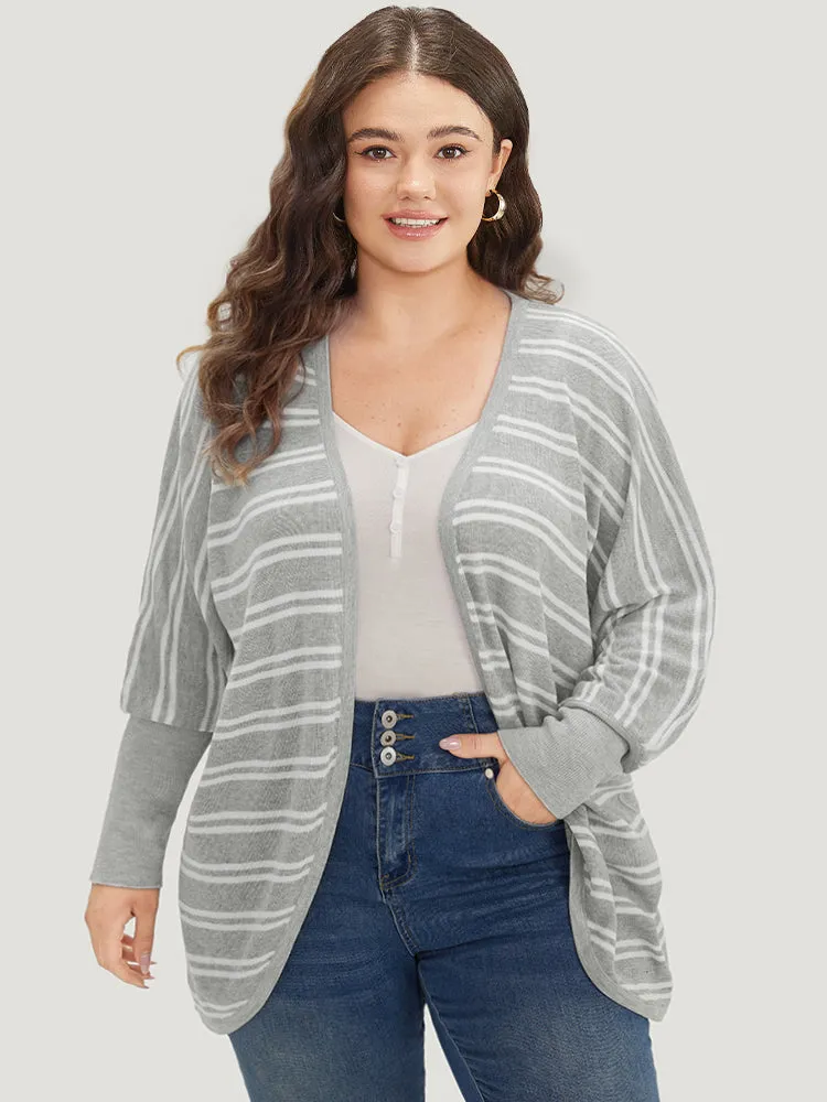 Striped Elastic Cuffs Arc Hem Cardigan sold by Bloomchic product image thumbnail 3