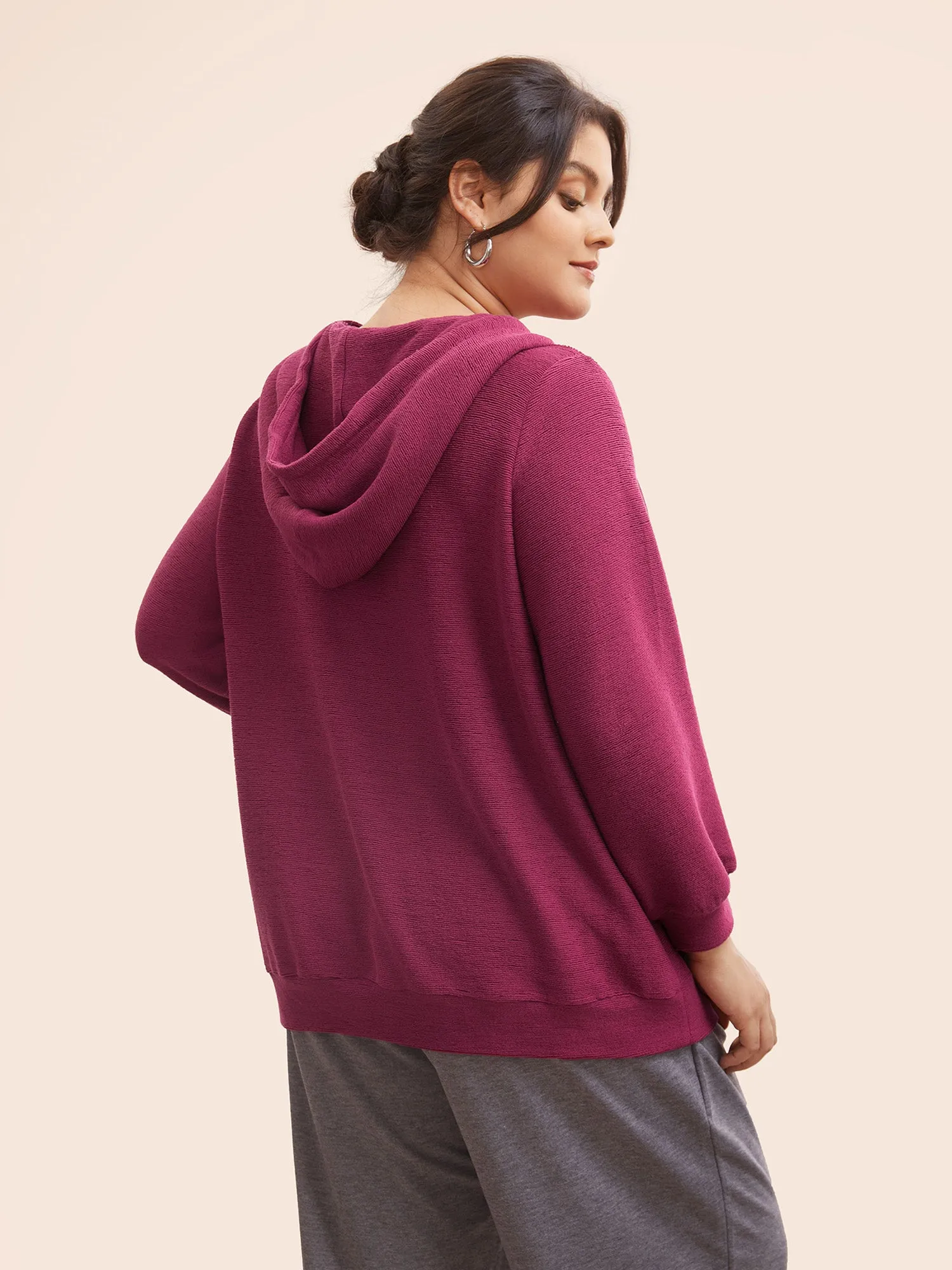 Solid Button Up Hooded Drawstring Sweatshirt sold by Bloomchic product image thumbnail 2