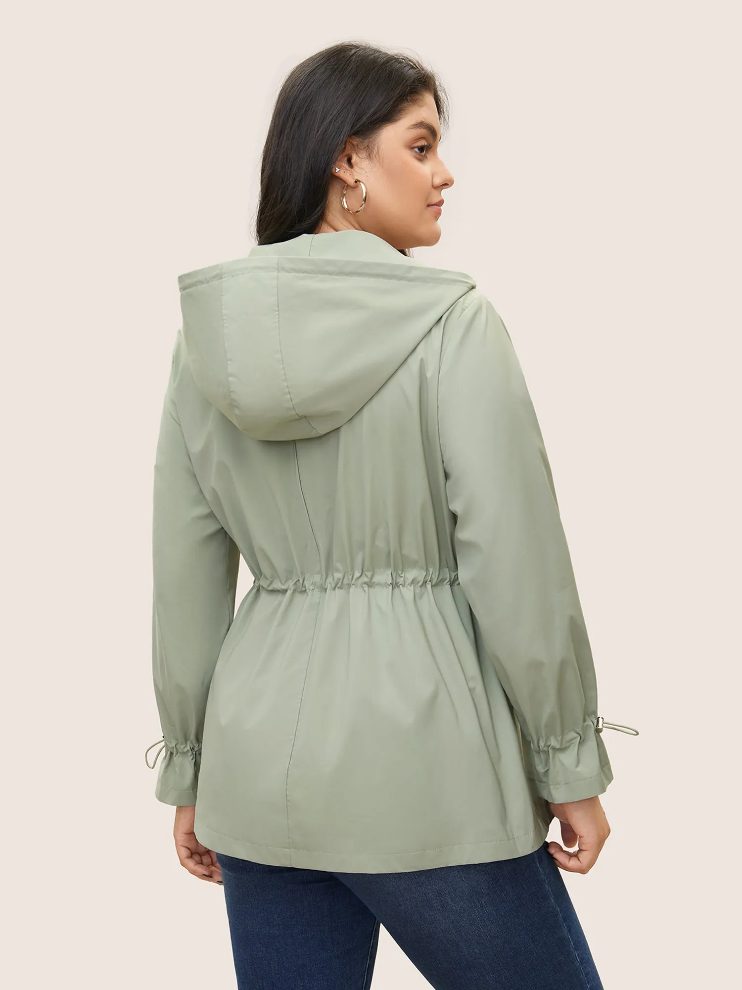 Solid Sun Proof Drawstring Pocket Hooded Jacket sold by Bloomchic product image thumbnail 5