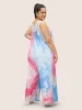 U Neck Tie Dye Pocket Pleated Jumpsuit sold by Bloomchic