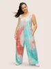 U Neck Tie Dye Pocket Pleated Jumpsuit sold by Bloomchic