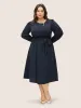 Anti-Wrinkle Asymmetrical Neck Button Detail Dress sold by Bloomchic