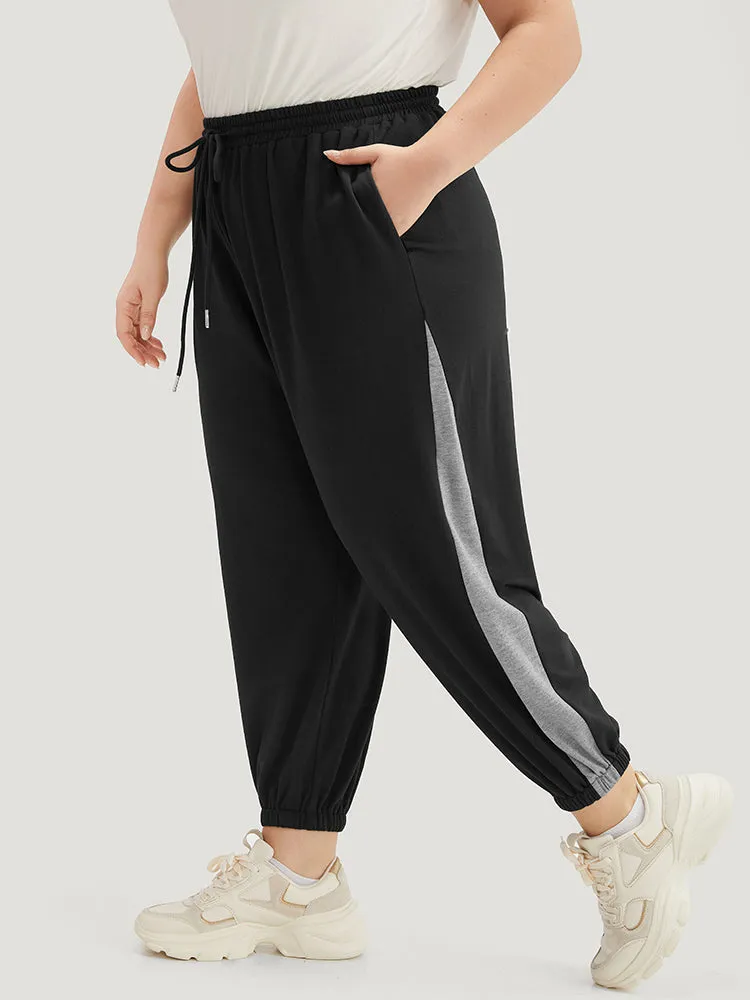 Patchwork Contrast Drawstring Sweatpant sold by Bloomchic