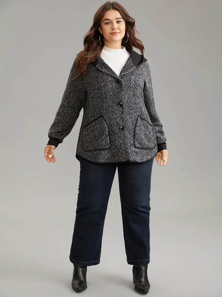 Tweed Pocket Button Through Hooded Coat sold by Bloomchic product image thumbnail 4