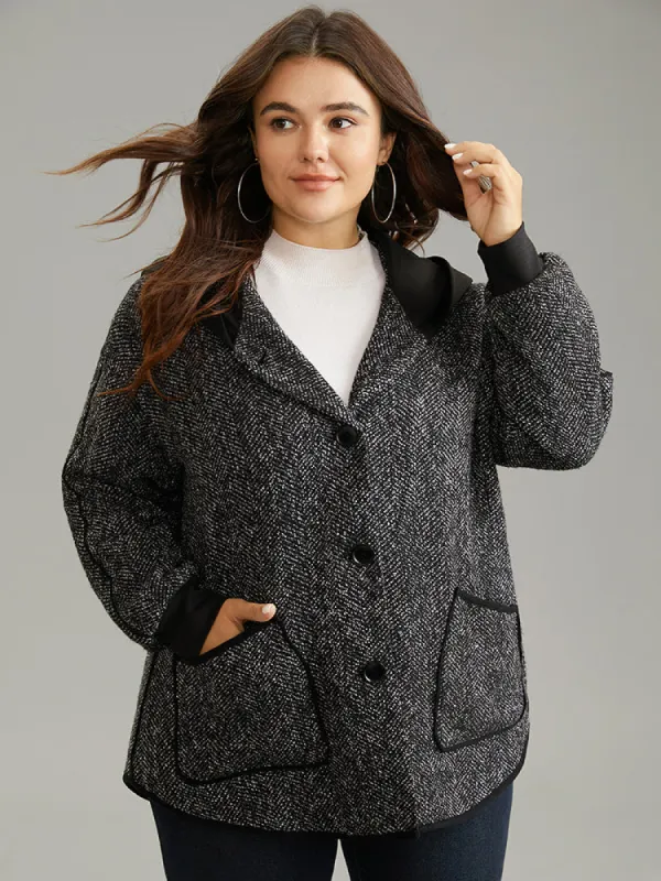 Tweed Pocket Button Through Hooded Coat sold by Bloomchic