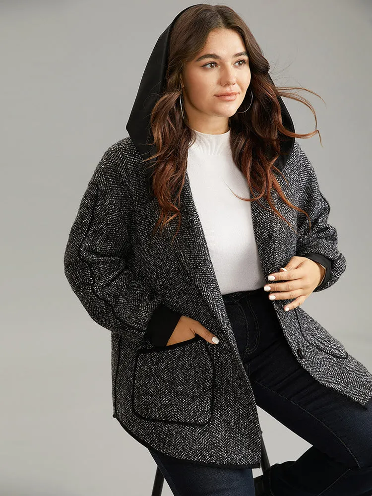 Tweed Pocket Button Through Hooded Coat sold by Bloomchic product image thumbnail 2
