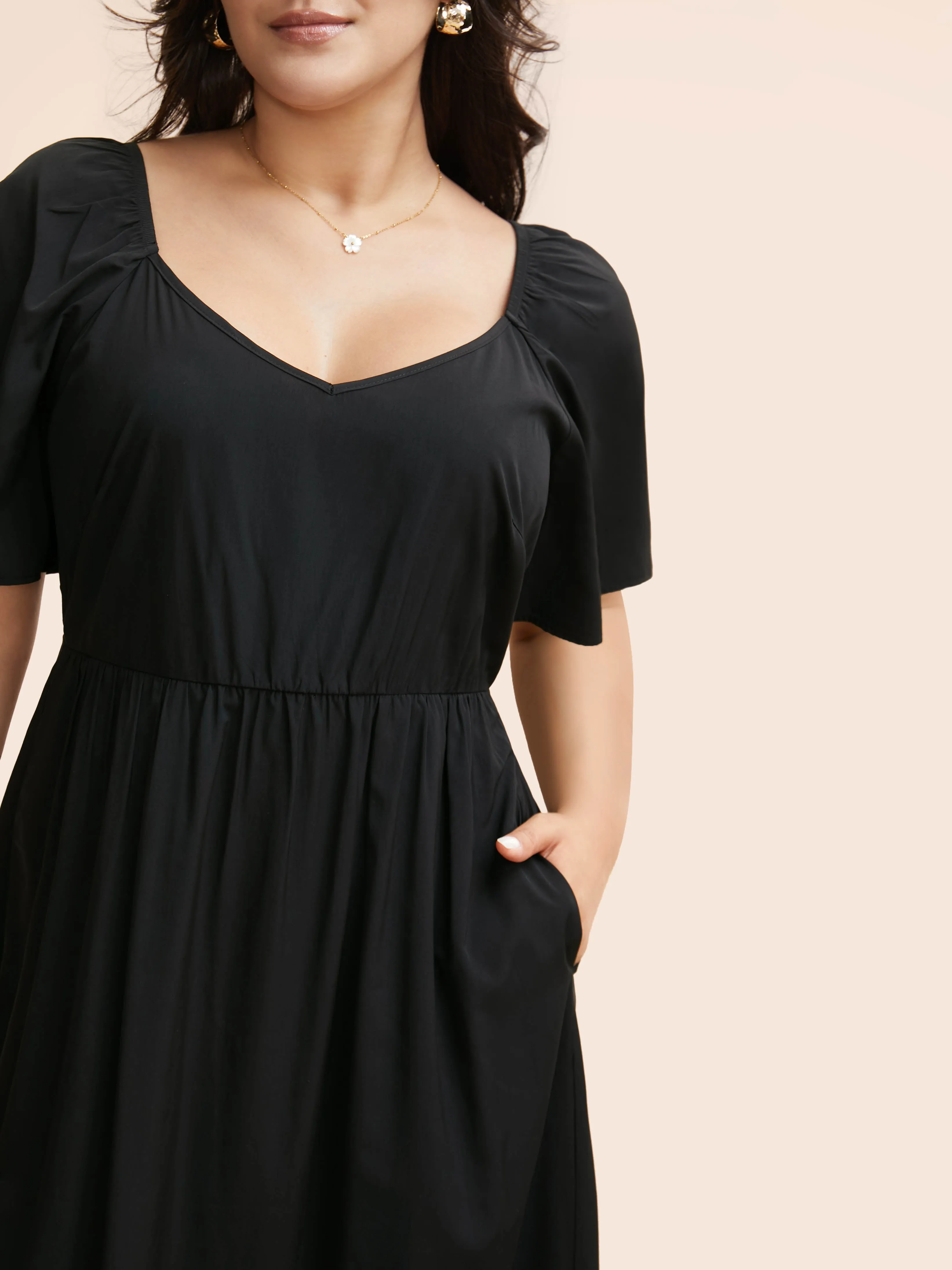 Hemline Ribbon Elastic Waist Midi Dress sold by Bloomchic product image thumbnail 5