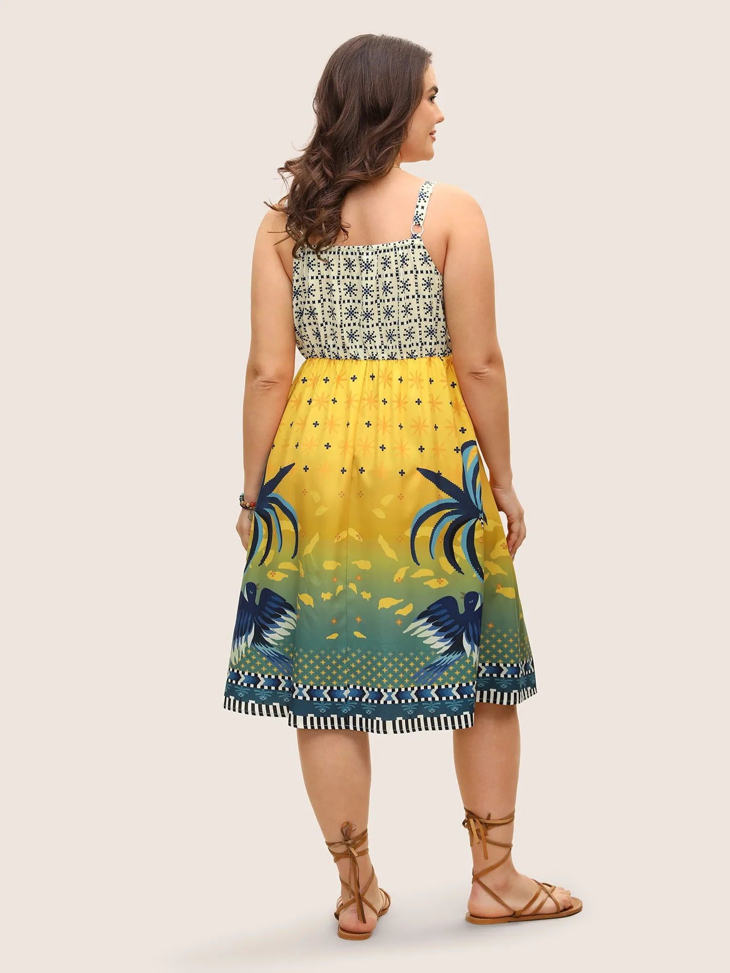 Tropical Print Drawstring Frill Trim Dress sold by Bloomchic product image thumbnail 4