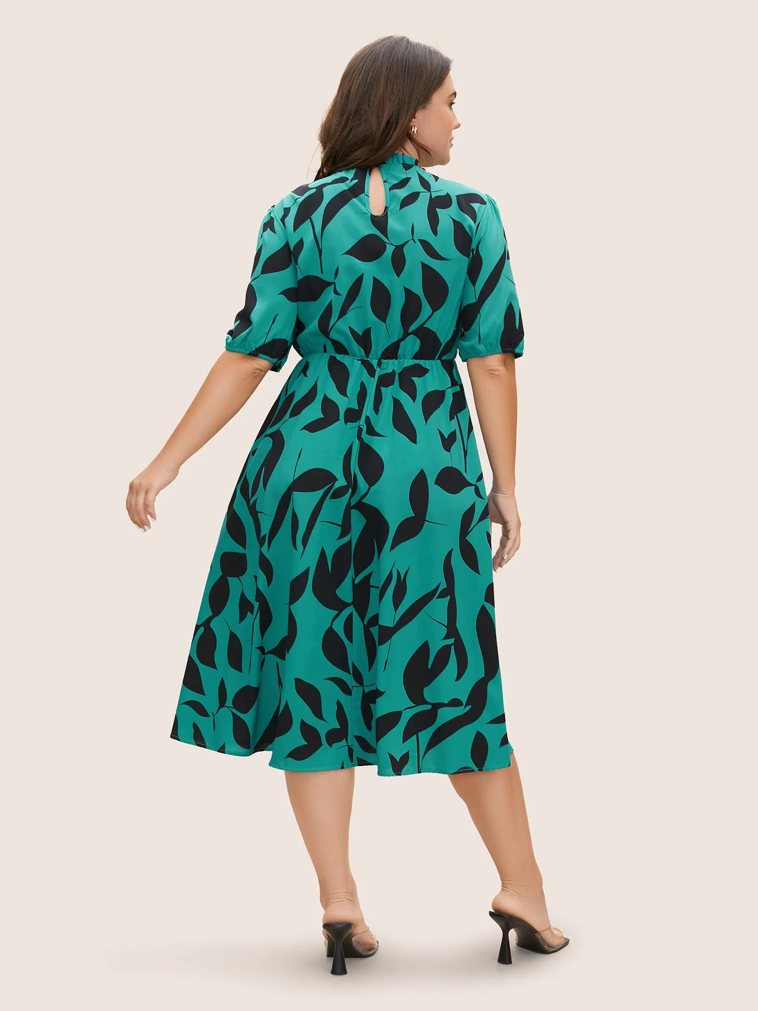 Silhouette Floral Print Mock Neck Midi Dress sold by Bloomchic product image thumbnail 4