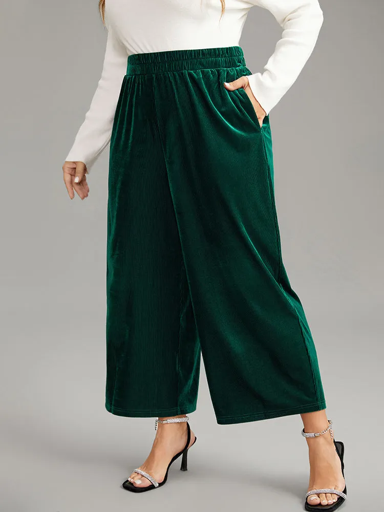 Solid Textured Velvet Elastic Waist Gathered Pants sold by Bloomchic product image thumbnail 3