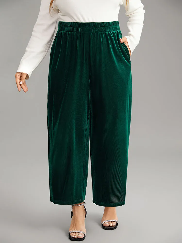 Solid Textured Velvet Elastic Waist Gathered Pants sold by Bloomchic product image thumbnail 5