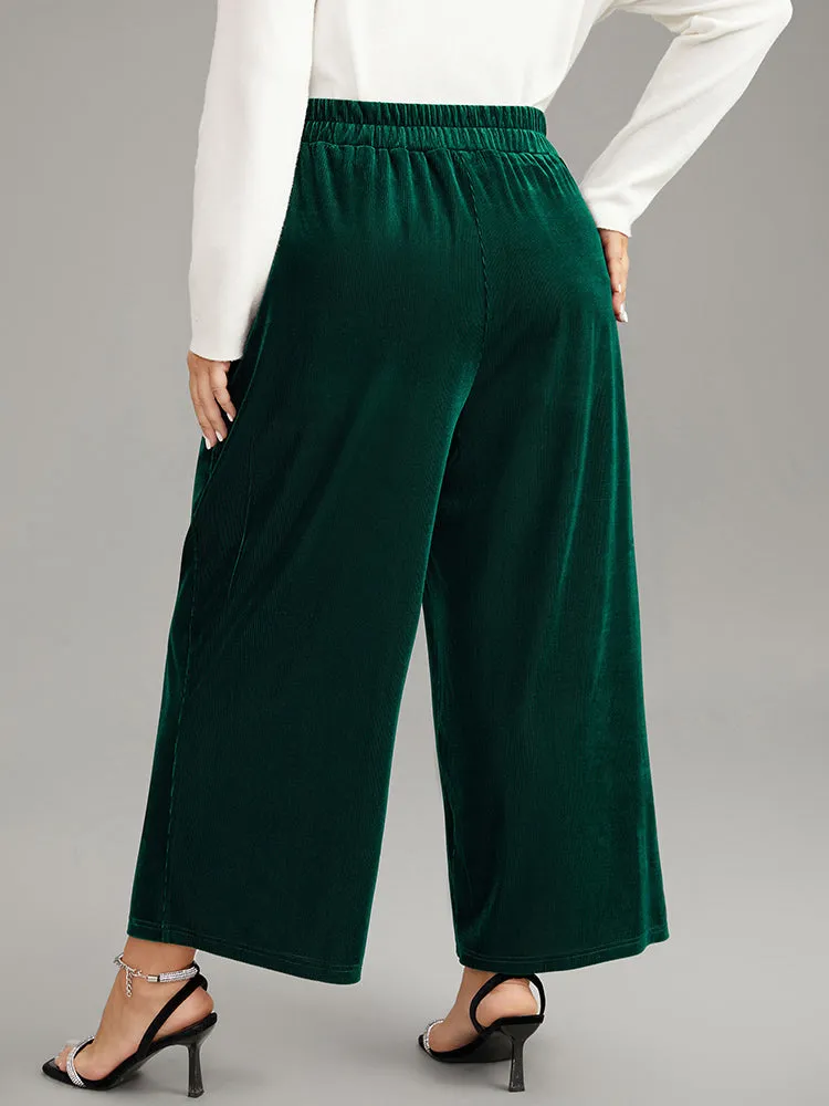 Solid Textured Velvet Elastic Waist Gathered Pants sold by Bloomchic product image thumbnail 2
