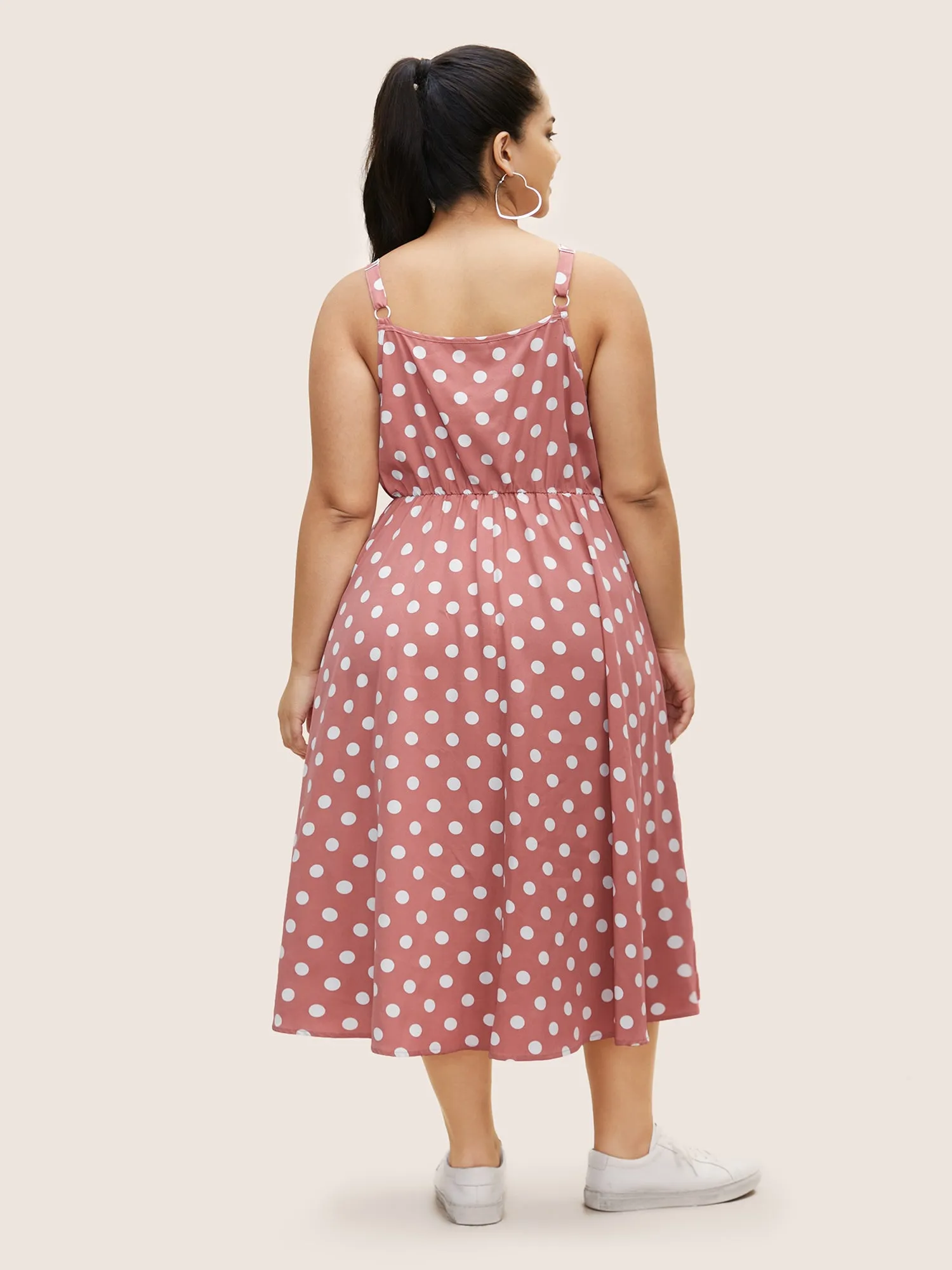 Polka Dot Elastic Waist Cami Midi Dress sold by Bloomchic product image thumbnail 2