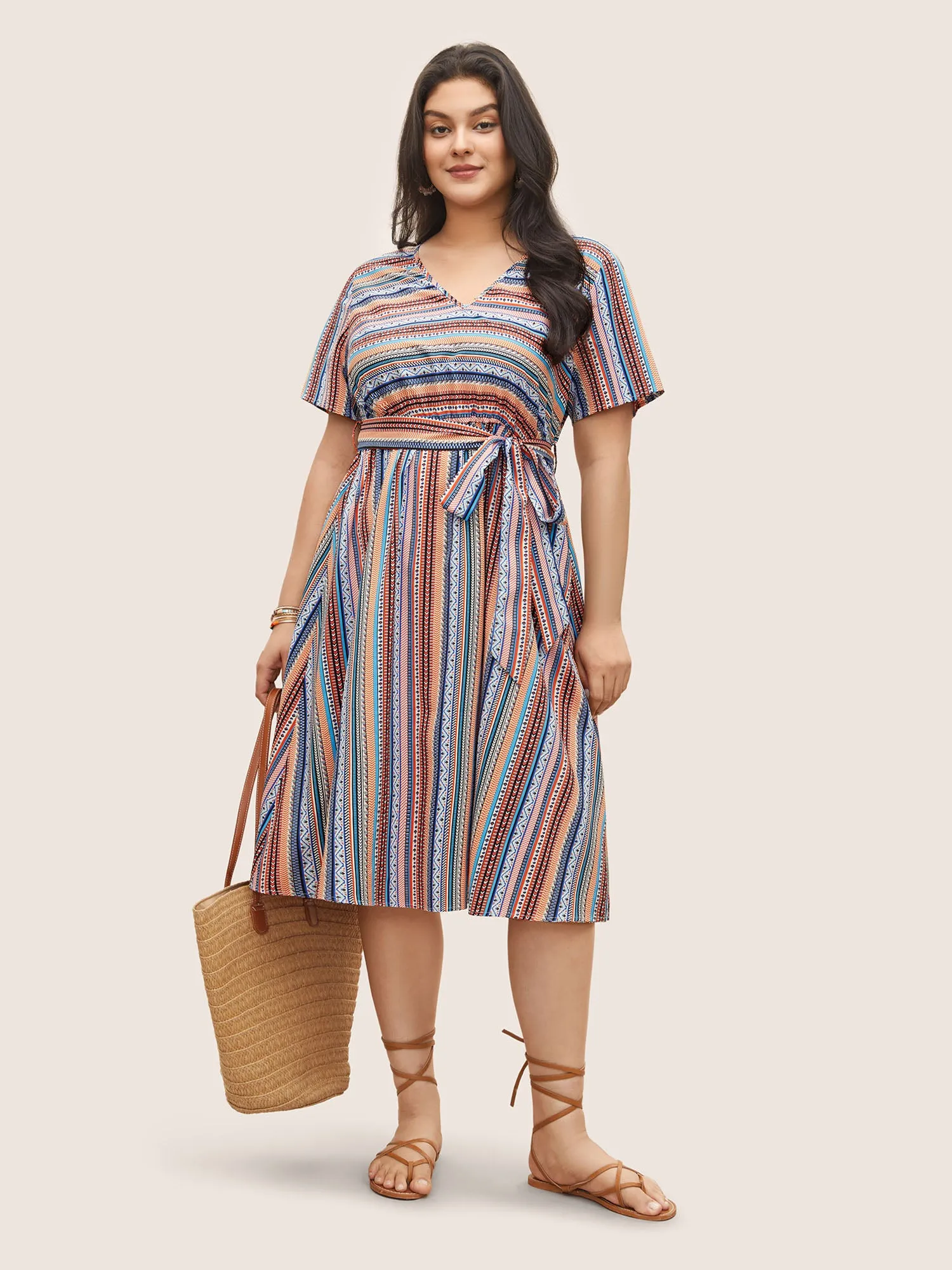 Bandana Striped Belted Pocket Dress sold by Bloomchic