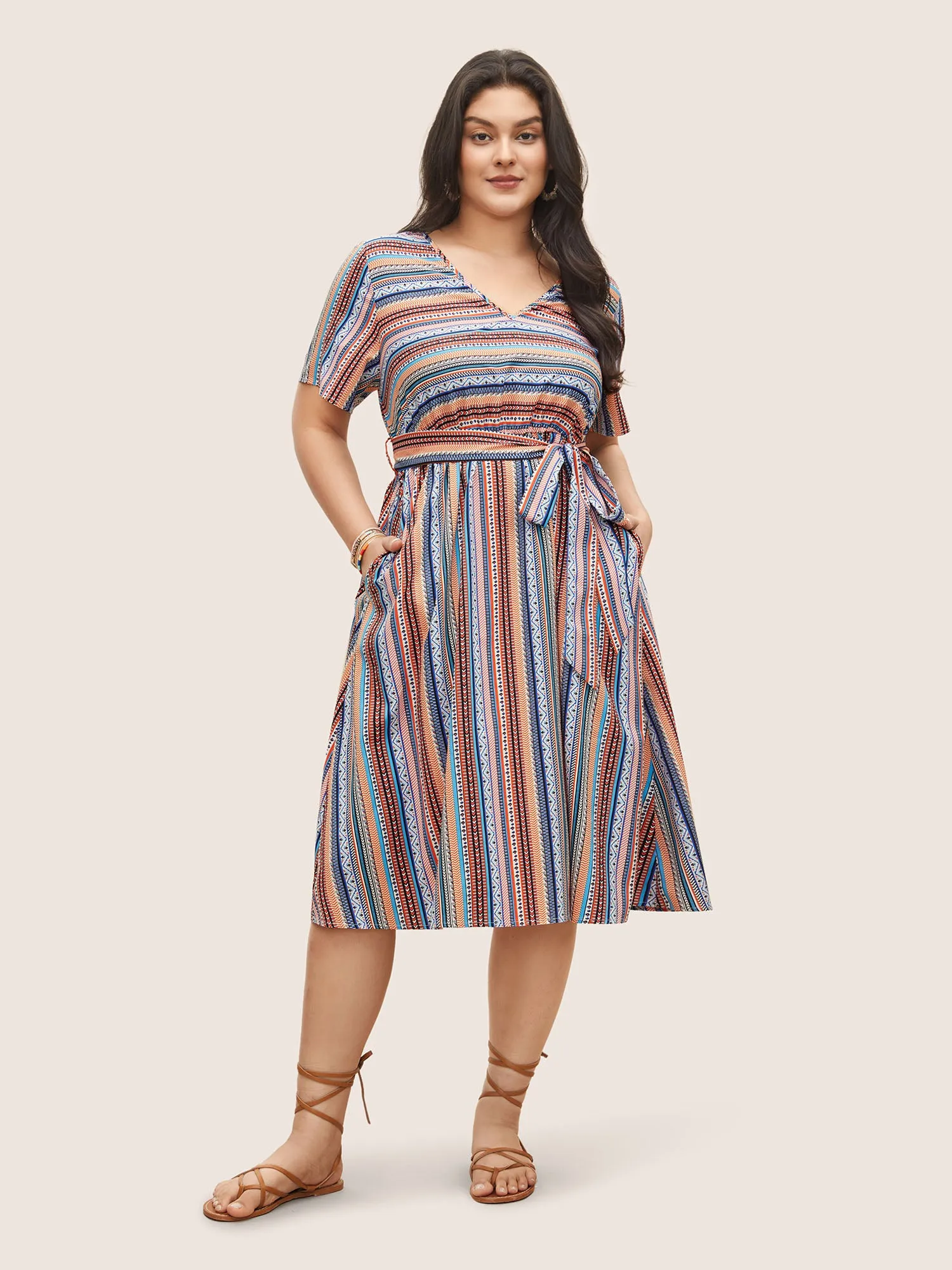 Bandana Striped Belted Pocket Dress sold by Bloomchic product image thumbnail 3