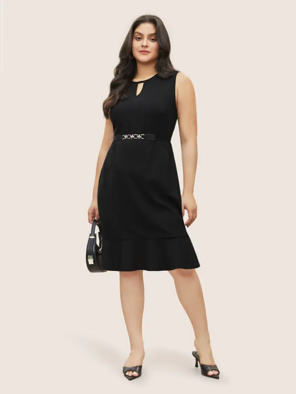 Solid Sleeveless Ruffles Mermaid Hem Dress sold by Bloomchic