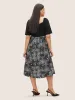 Figurative Print Patchwork Pleated Square Neck Dress sold by Bloomchic