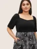 Figurative Print Patchwork Pleated Square Neck Dress sold by Bloomchic