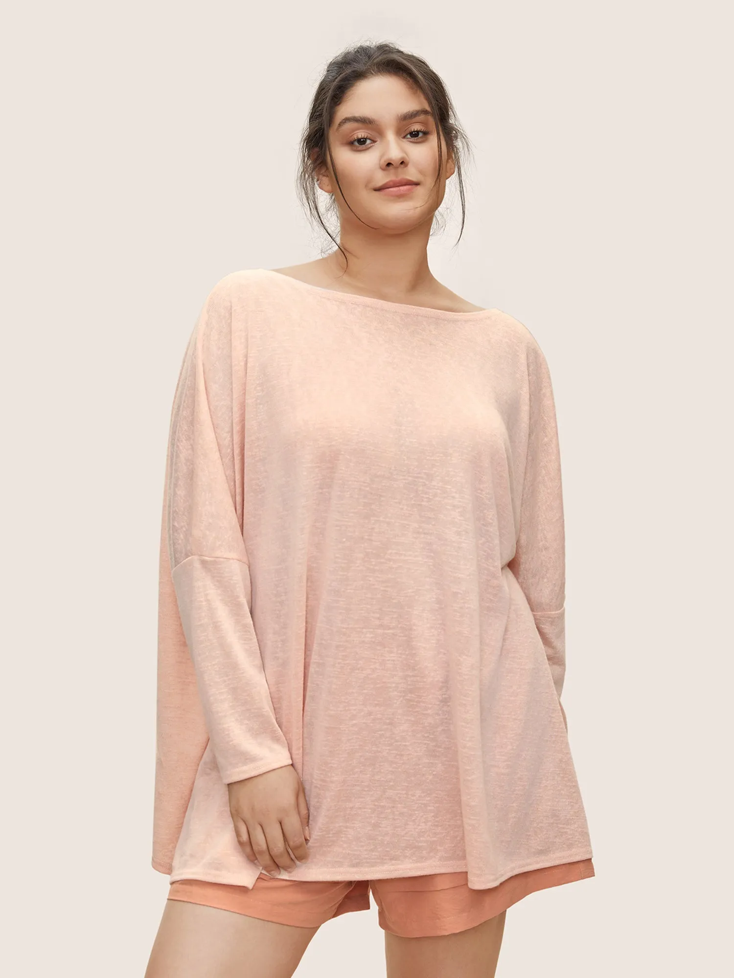 Solid Boat Neck Twist Back Dolman Sleeve Sleep Top sold by Bloomchic product image thumbnail 2