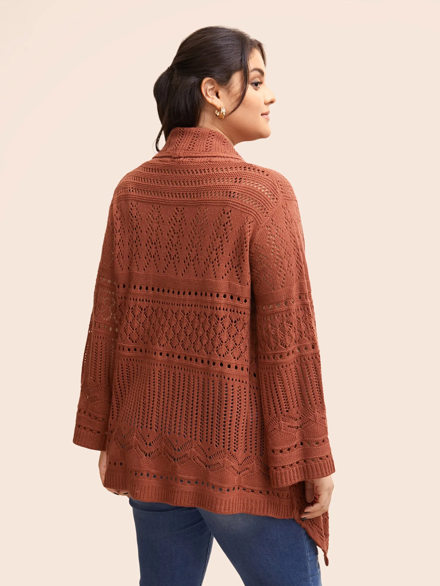 Texture Cut Out Bell Sleeve Cardigan sold by Bloomchic product image thumbnail 2