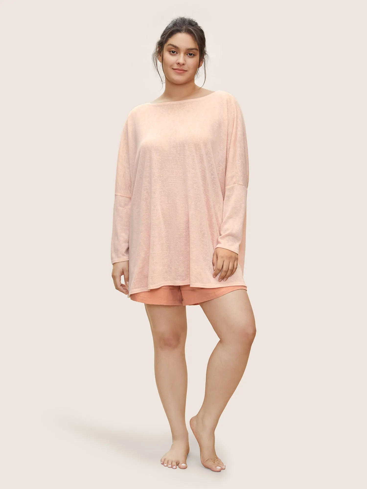 Solid Boat Neck Twist Back Dolman Sleeve Sleep Top sold by Bloomchic product image thumbnail 4