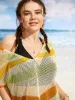 Geometric Dolman Sleeve Tassel Trim Swim Cover Up sold by Bloomchic