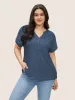 Cotton Solid Notched Dolman Sleeve T-shirt sold by Bloomchic